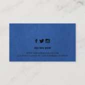 Blauwe faux lederen textuur achtergrond visitekaartje (Achterkant)