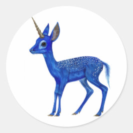 Blauwe Fawnicorn Ronde Sticker