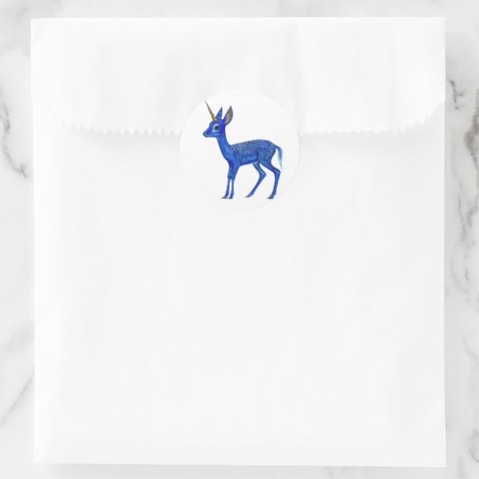 Blauwe Fawnicorn Ronde Sticker (Tas)