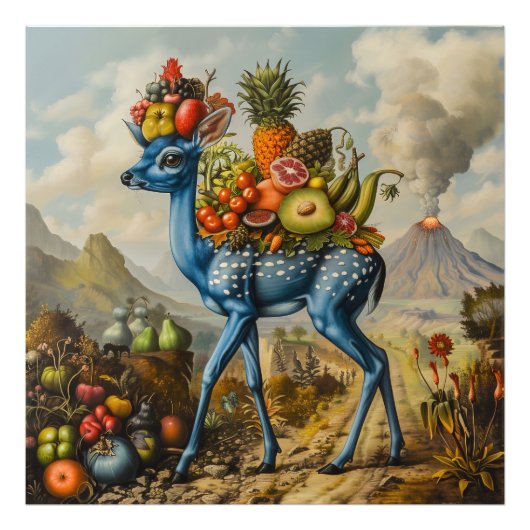 Blauwe Fawnicornucopie Foto Afdruk (Voorkant)