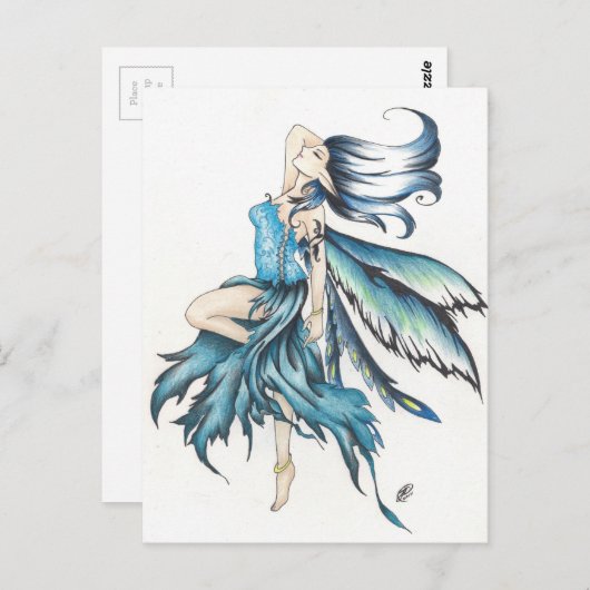 blauwe fee briefkaart (Voorkant / Achterkant)