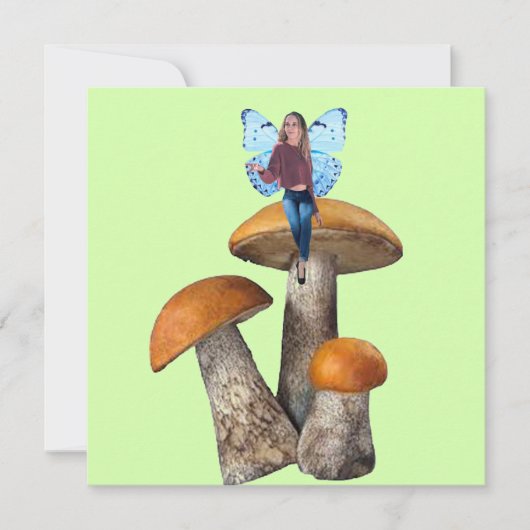 Blauwe fee op paddenstoelen Note Kaart Notitiekaartje (Voorkant)