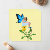 Blauwe fee op witte paardebloemen Note Kaart Notitiekaartje (Voorkant / Achterkant in situ)