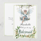 Blauwe Fee Schommel Wil Je Mijn Bruidsmeisje Zijn Kaart (Voorkant / Achterkant)