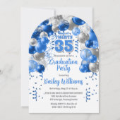 Blauwe feestballonnen afstudeerfeest kaart (Voorkant)