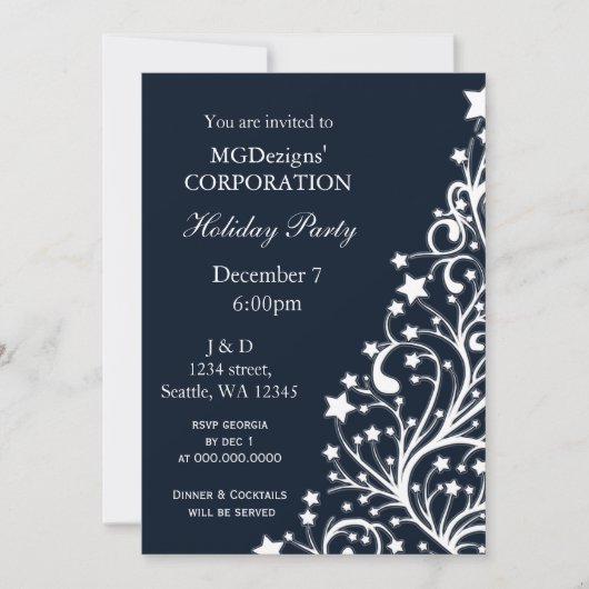 Blauwe feestdag in bedrijf nodigt u uit kaart (Voorkant)