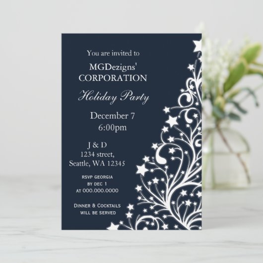 Blauwe feestdag in bedrijf nodigt u uit kaart (Staand voorkant)