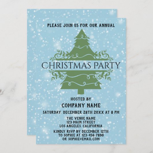 Blauwe feestdag kerstfeestdag — sneeuw kaart (Voorkant / Achterkant)