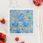 Blauwe Feestelijke Bloemige Papieren Servetten (Insitu)