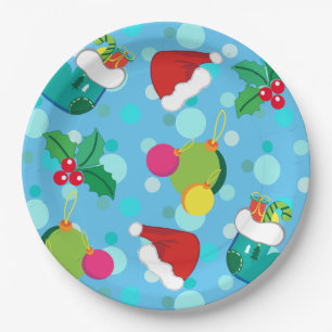 Blauwe feestelijke kerst papieren bordje