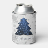 Blauwe feestelijke kerstboom koeler (Blikje Voorkant)