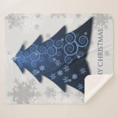 Blauwe feestelijke kerstboom Sherpa Blanket Deken (Voorkant (horizontaal))