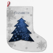 Blauwe feestelijke kerstboom stoppen grote kerstsok (Voorkant)