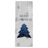 Blauwe feestelijke kerstboom Wine Gift Bag Wijn Cadeautas (Voorkant)