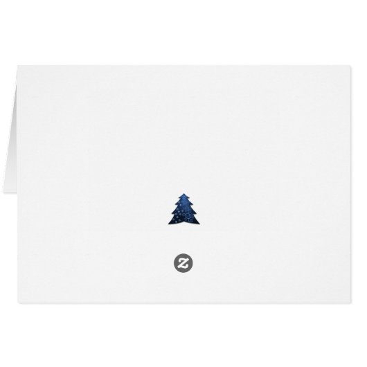 Blauwe feestelijke kerstboomfeestdag Kaart (Achterkant Horizontaal)