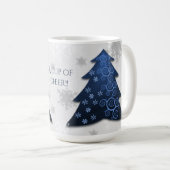 Blauwe feestelijke kerstboomkoffie Mok (Voorkant rechts)