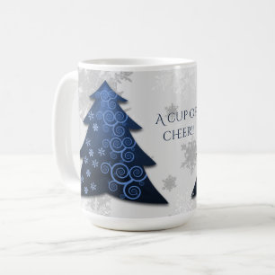 Blauwe feestelijke kerstboomkoffie Mok