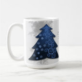 Blauwe feestelijke kerstboomkoffie Mok (Links)