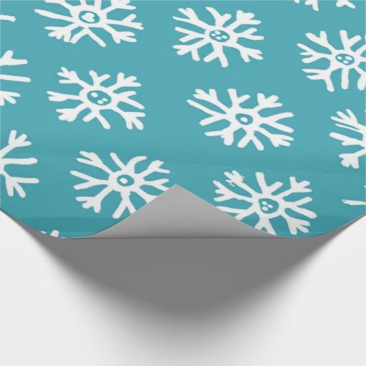 Blauwe feestelijke kerstpatronen wikkel cadeaupapier (Hoek)