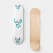 Blauwe Feniks Staat Op Wit Persoonlijk Skateboard (Voorkant)