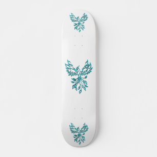 Blauwe Feniks Staat Op Wit Persoonlijk Skateboard