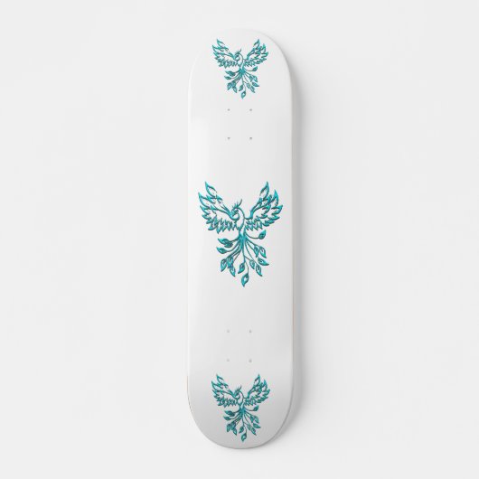 Blauwe Feniks Staat Op Wit Persoonlijk Skateboard (Voorkant)