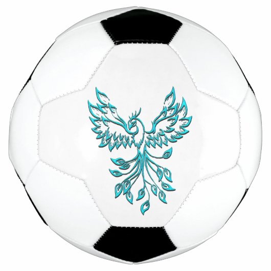 Blauwe Feniks Staat Op Wit Voetbal (Voorkant)