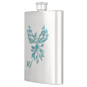 Blauwe feniks stijgt op witte monogram flacon (Links)