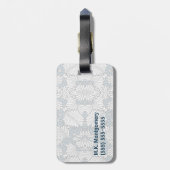 Blauwe Fern Leaf Print met White en Black Bagagelabel (Achterkant verticaal)