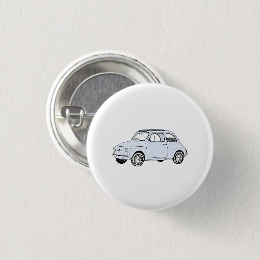 Blauwe Fiat 500 Topolino - Achterste Button tekene (Voorkant /achterkant)