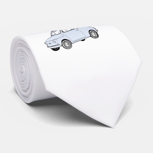 Blauwe Fiat 500 Topolino Potlood Stijltekening Stropdas (Opgerold)