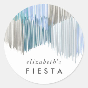 Blauwe Fiesta Fringe Ronde Sticker