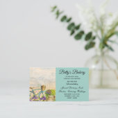 Blauwe fiets bakkerij teken visitekaartje (Staand voorkant)