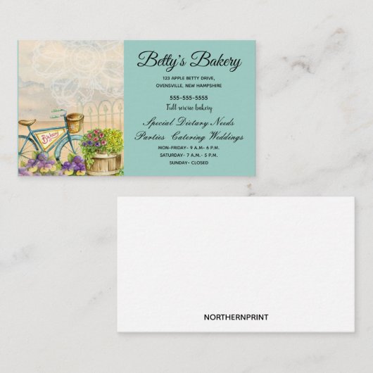 Blauwe fiets bakkerij teken visitekaartje (Voorkant / Achterkant)