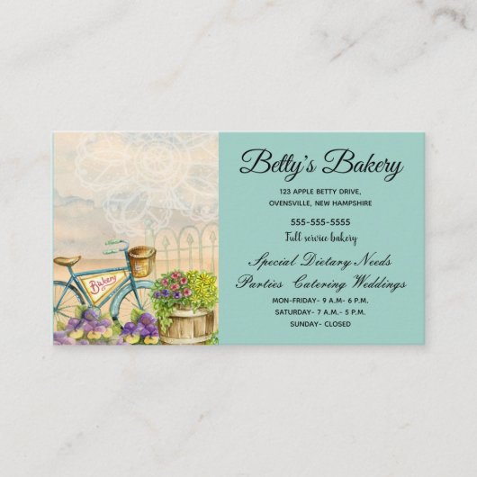 Blauwe fiets bakkerij teken visitekaartje (Voorkant)