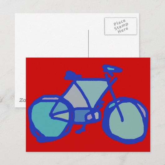 blauwe fiets briefkaart (Voorkant / Achterkant)