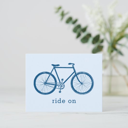 Blauwe fiets briefkaart (Staand voorkant)