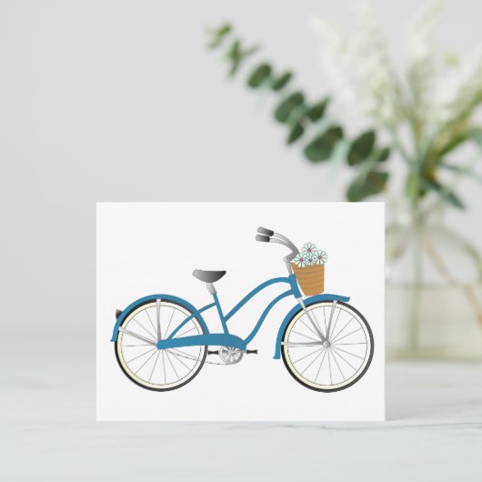 Blauwe fiets briefkaart (Staand voorkant)
