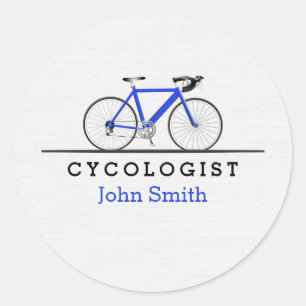 Blauwe fiets Cycoloog Ronde Sticker