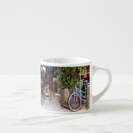 Blauwe fiets espresso kop (Rechts)