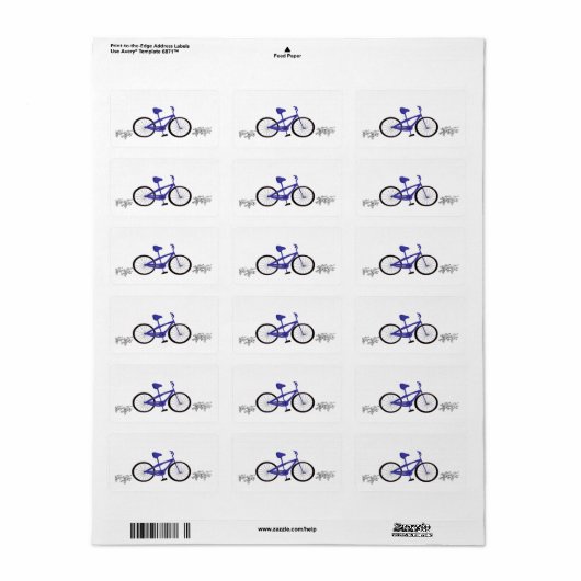 Blauwe fiets etiket (Full Sheet)