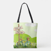 Blauwe Fiets Gele Bloem Tote Bag (Achterkant)