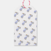 Blauwe Fiets Gelukkige Verjaardag Bloemmand Plezie Cadeaulabel (Achterkant)