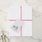 Blauwe Fiets Gelukkige Verjaardag Bloemmand Plezie Cadeaulabel (Met Touw)