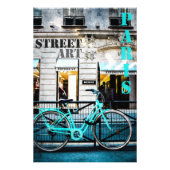 Blauwe fiets in Parijs Foto Art Afdruk (Voorkant)