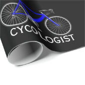 Blauwe Fiets met Cycologist Tekst Cadeaupapier (Rol Hoek)