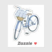Blauwe Fiets met Hydrangea Vinyl Sticker (Vel)