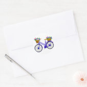 Blauwe fiets met mand bloemen - Sticker (Envelop)