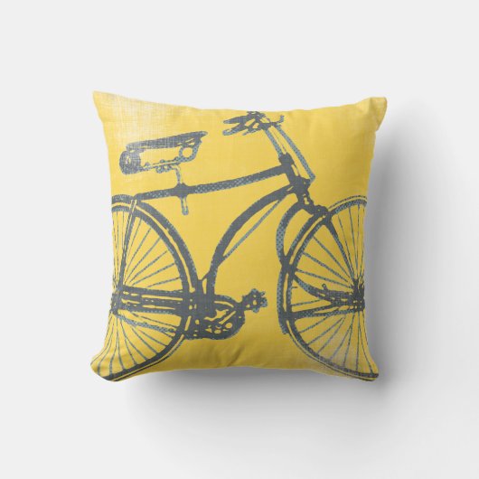 Blauwe fiets op gele piloot kussen (Voorkant)