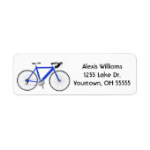 blauwe fiets op wit etiket (Voorkant)